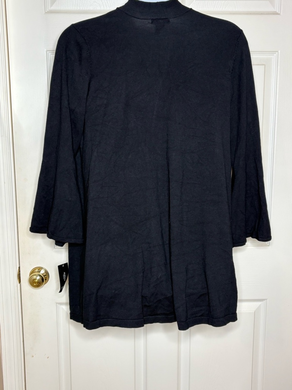 Alfani Black Women's Cardigan - Relaxed Open Front Flare Bell Sleeves - Picture 2 of 11